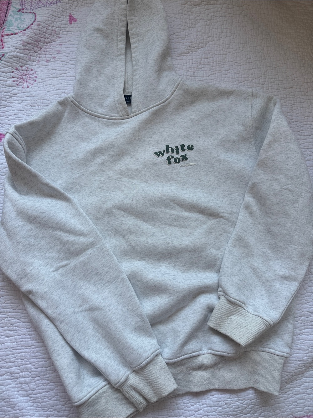 White Fox Boutique Cream/Heather Logo Hoodie